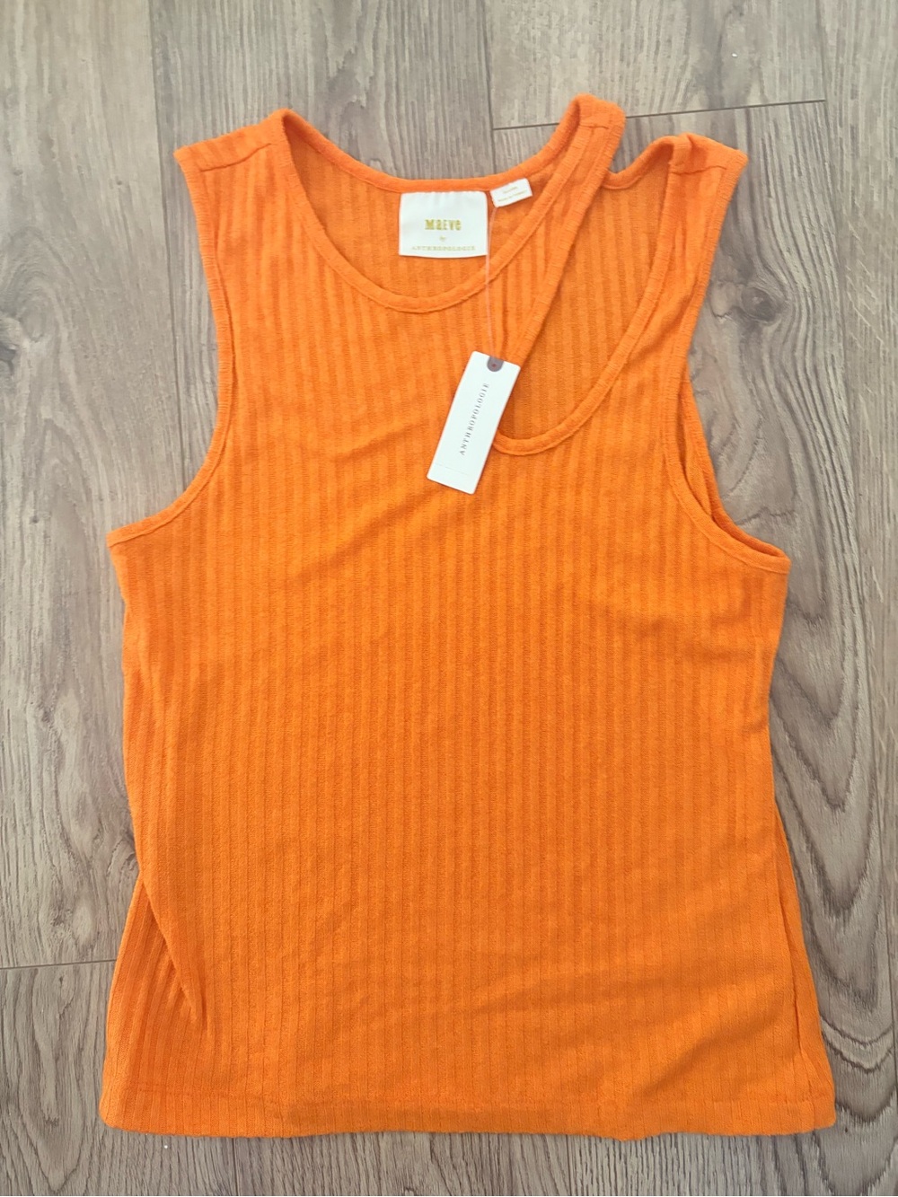 Anthropologie Bright Orange Ribbed Tank